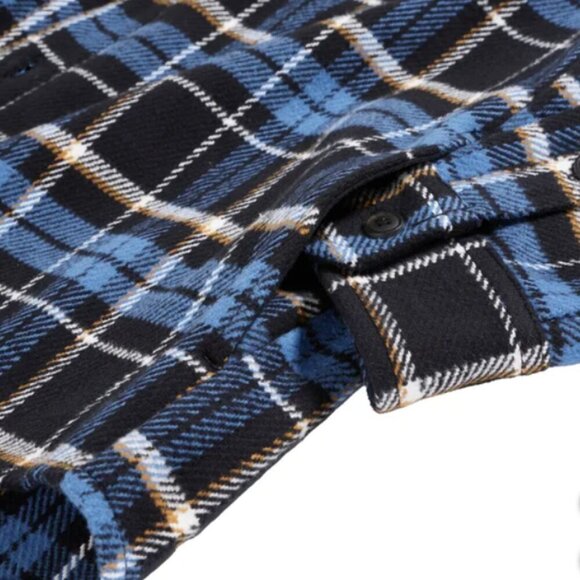 NWOT frank. by Frank And Oak Men's Flannel Shacket | Navy - Picture 6 of 10